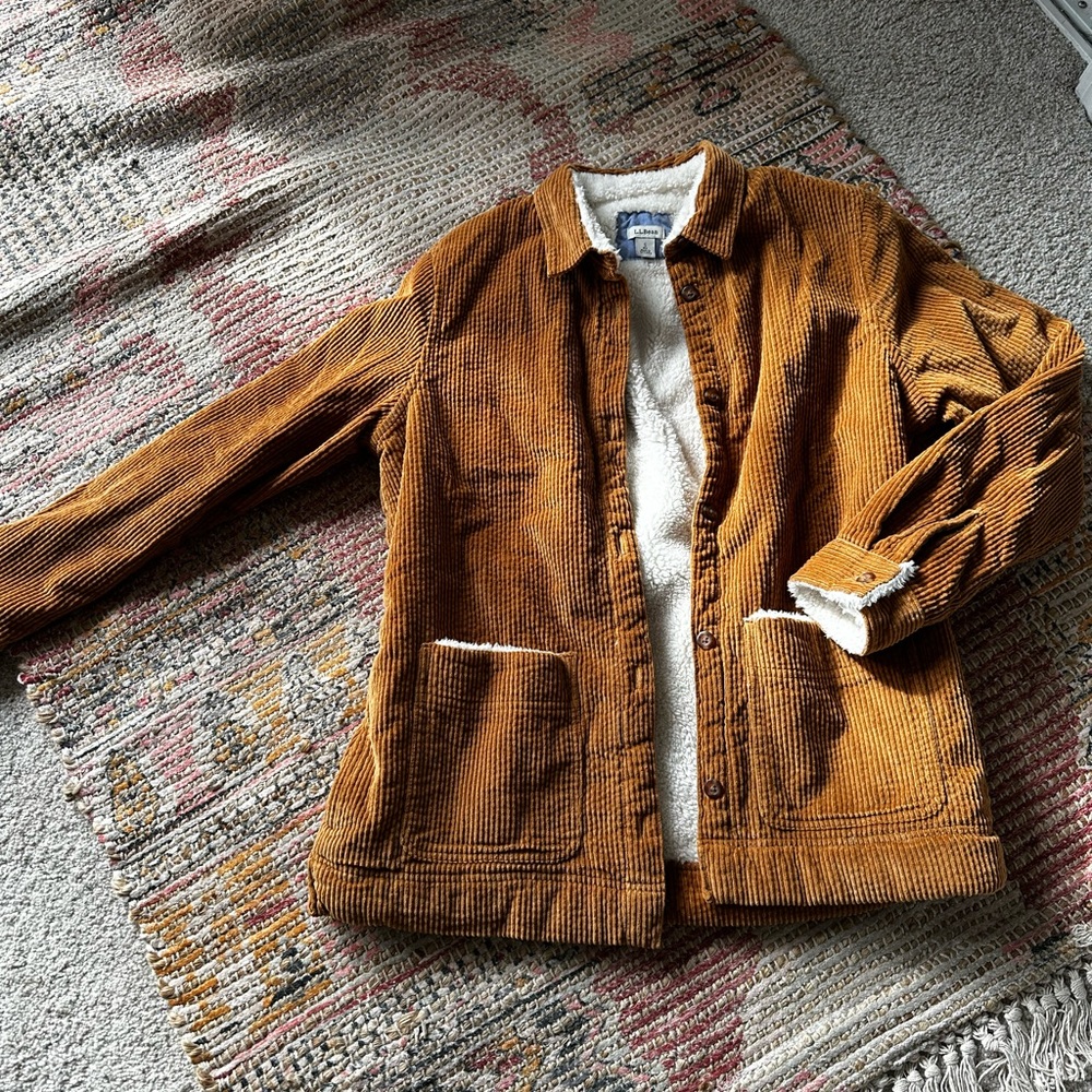 LL Bean Women's Comfort Corduroy Relaxed Shirt, Sherpa Lined